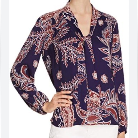 Ella Moss Tops - Ella Moss navy Riya Tie front blouse size large